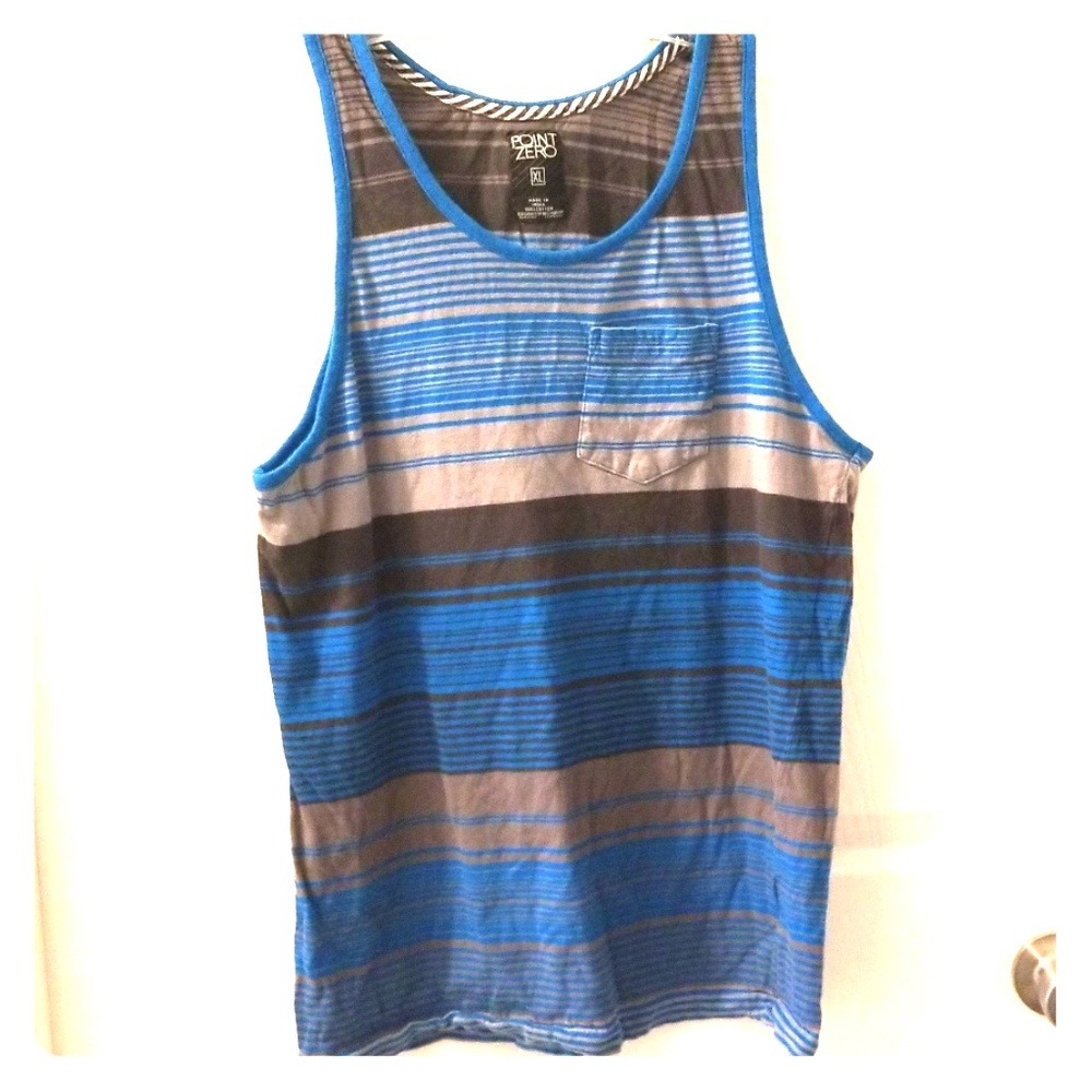 Sleeveless striped tank top gray blue